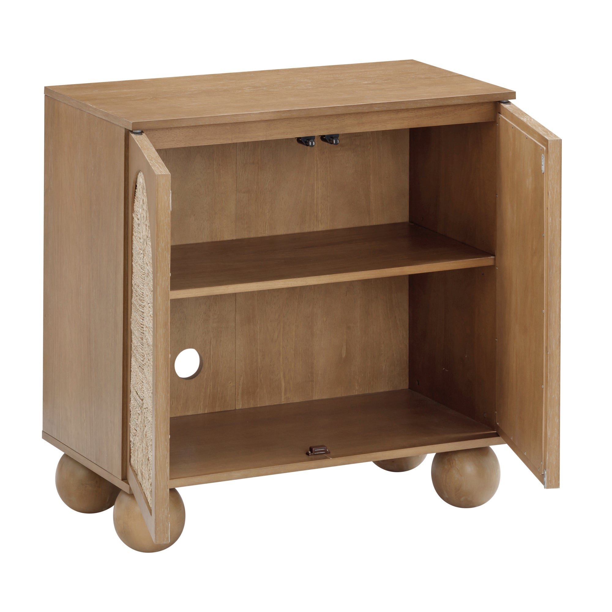 Large Seagrass Arched Storage Cabinet Credenza Light Brown (Set of 4)