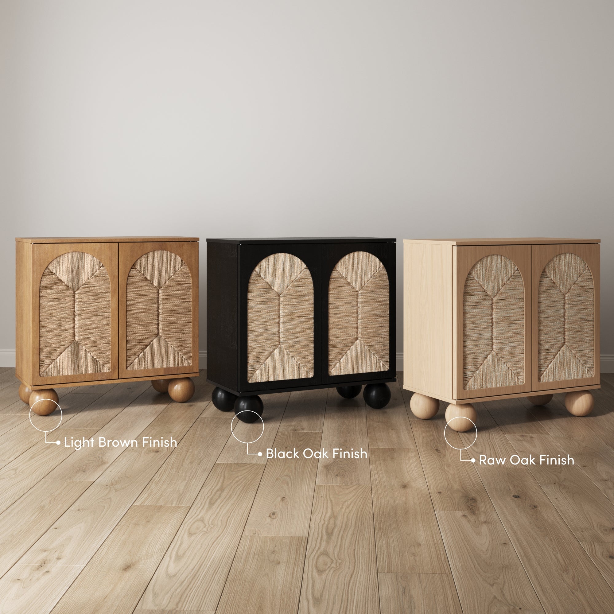 Seagrass Arched TV Console Cabinet for TVs up to 65" Light Brown