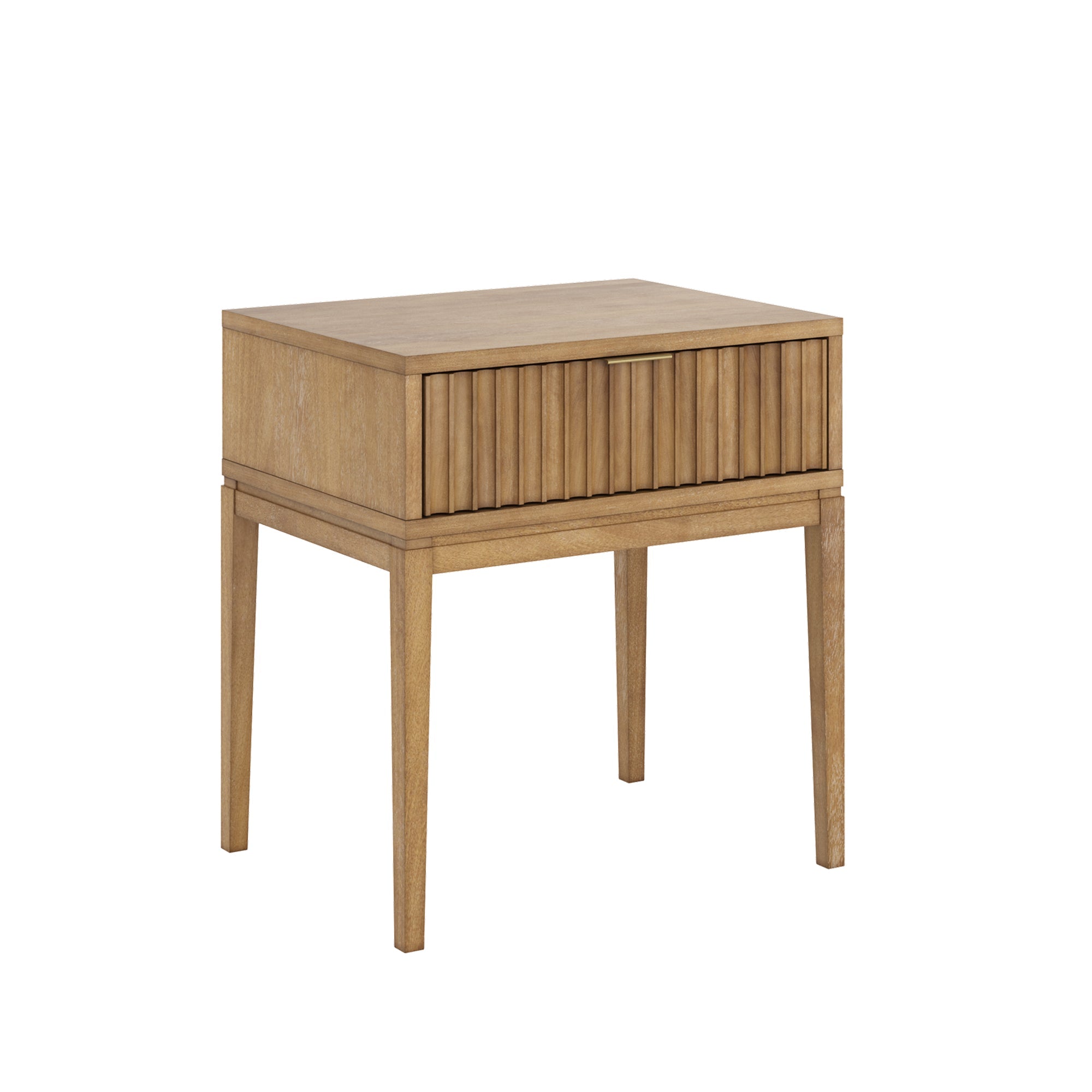 Modern Queen Bedroom Set with 2 Fluted Dressers and 2 Nightstands Light Brown