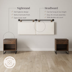 Boucle Upholstered King Headboard and Nightstand Set