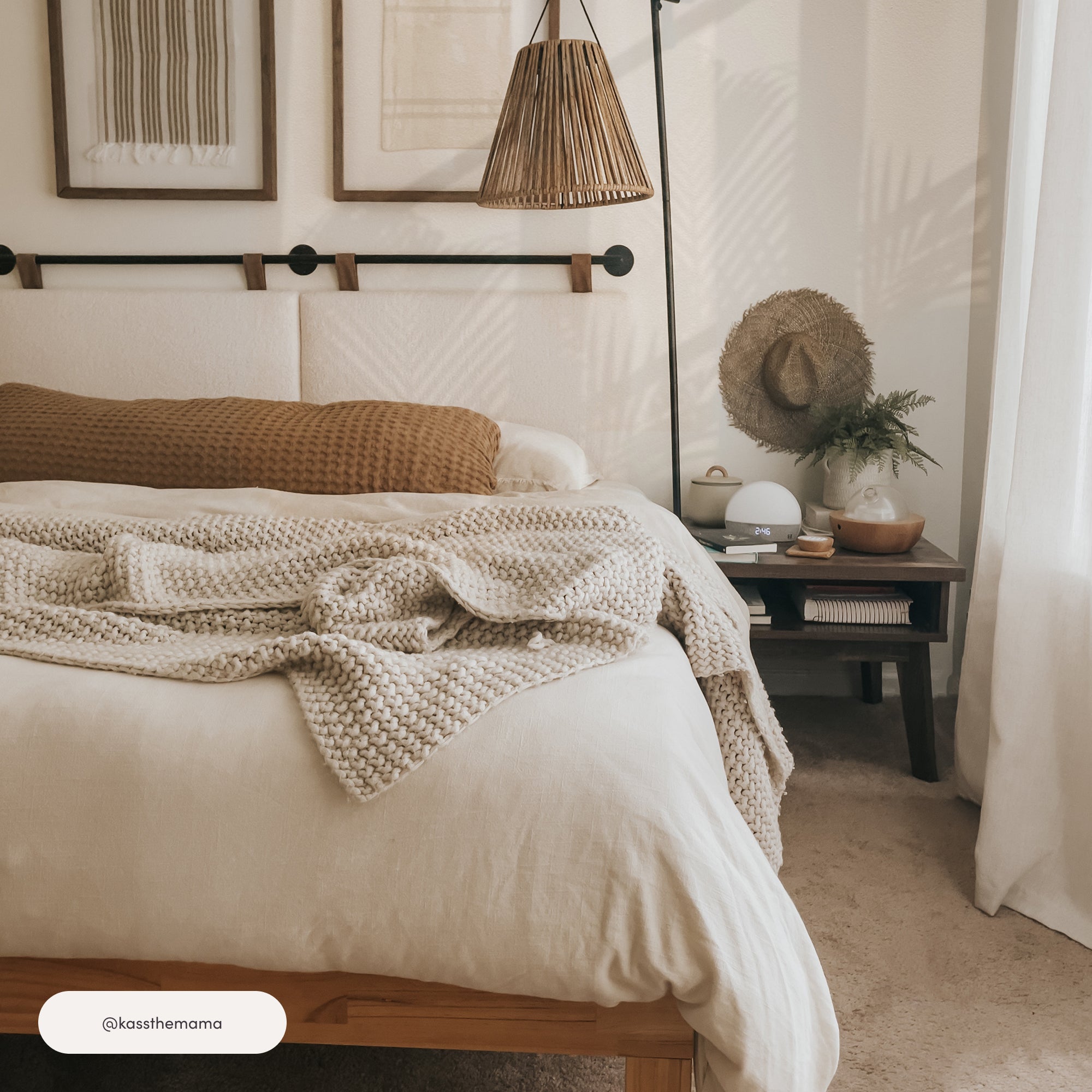 Boucle Upholstered King Wall Mount Headboard