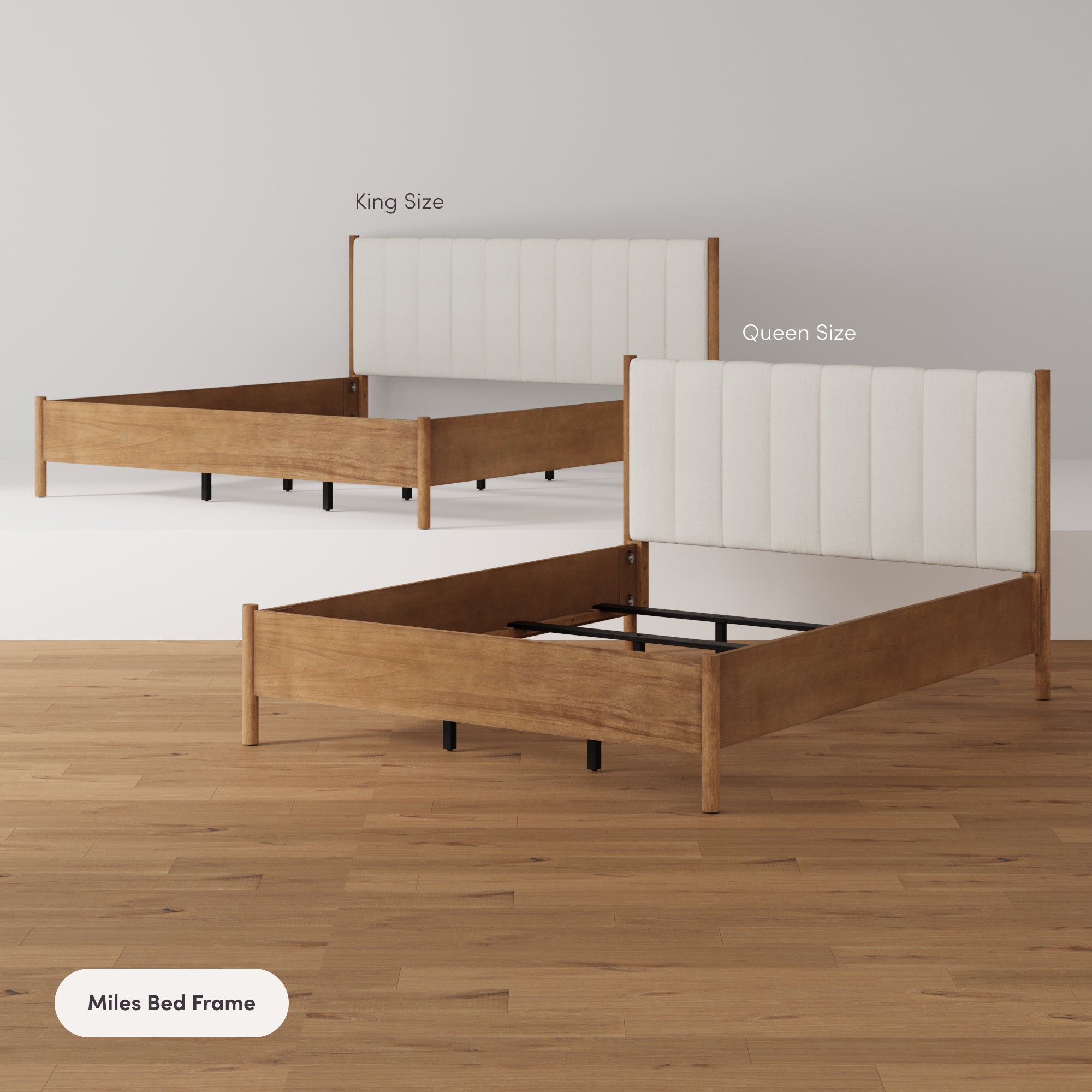 Modern Queen Bedroom Set with 2 Fluted Dressers and 2 Nightstands Light Brown