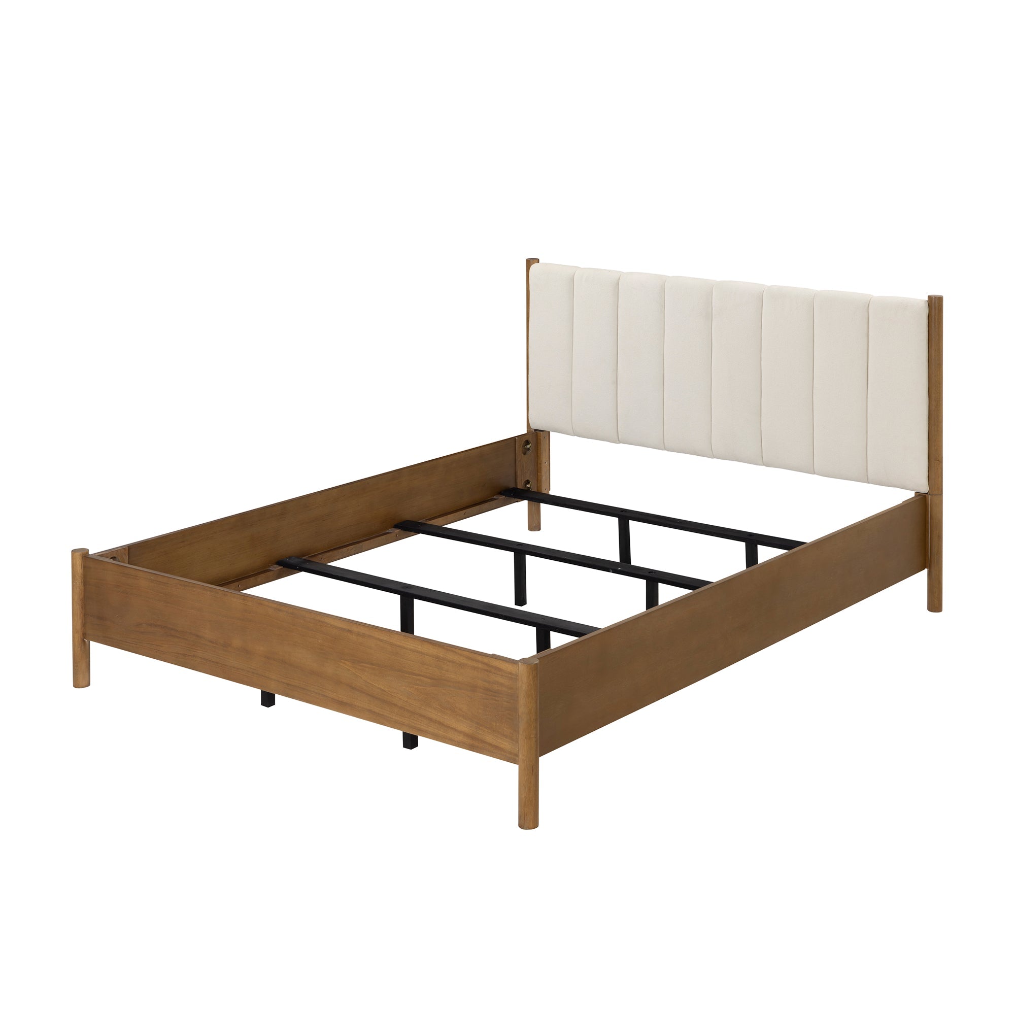 Modern Queen Bedroom Set with 2 Fluted Dressers and 2 Nightstands Light Brown