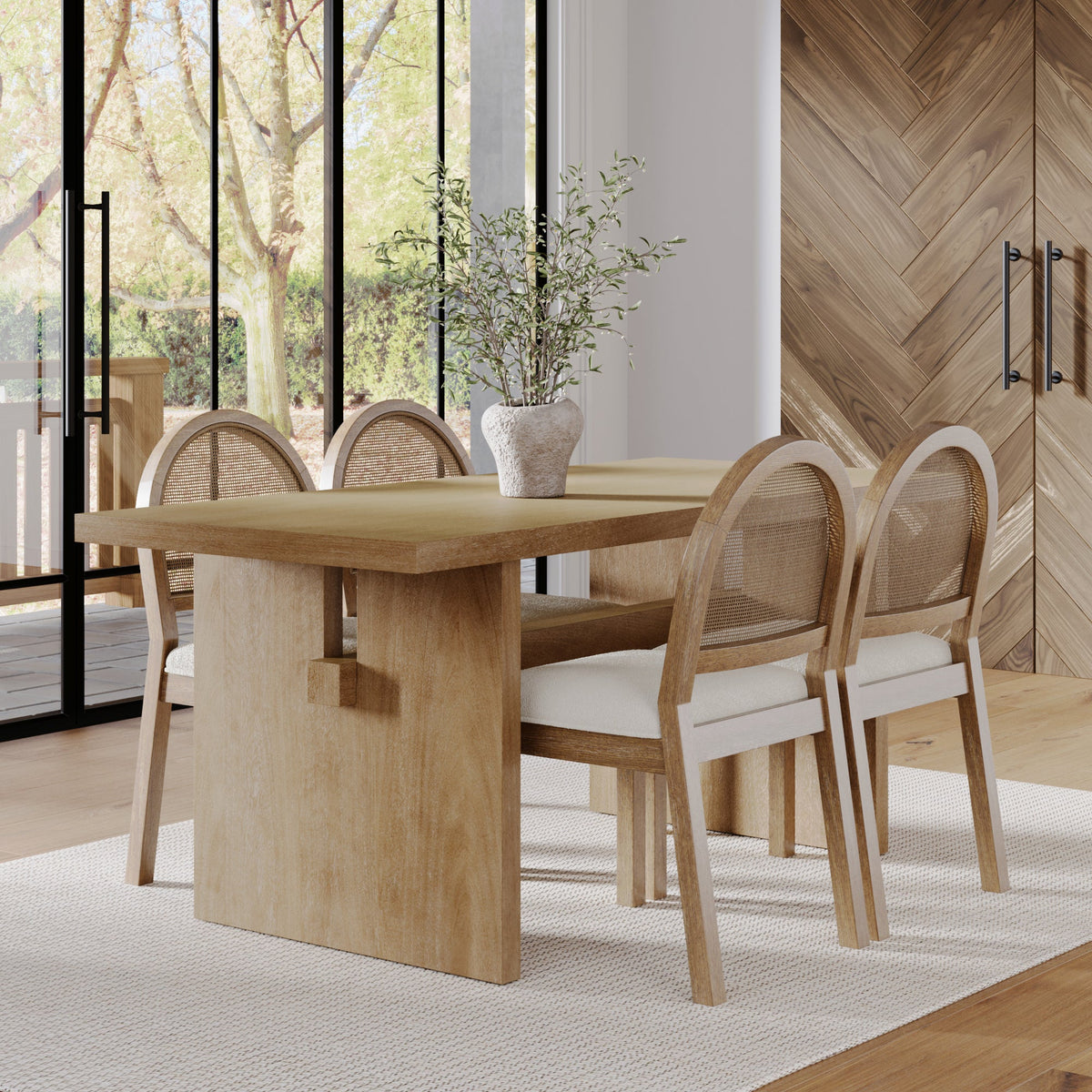 Bohemian Cane Dining Set (4 Chairs)