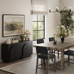 Arched Kitchen Cabinet Credenza Black (Set of 2)